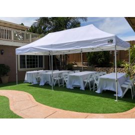 10x20 Canopy, 4 6ft tables, 24 Resin Chairs, and 4 linen San Diego Rentals