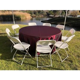 Round Party Table with Linen & 9 Chairs Package in San Diego