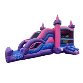 Dual lane 4 in 1 Pink Castle Dry Slide (sku C307)