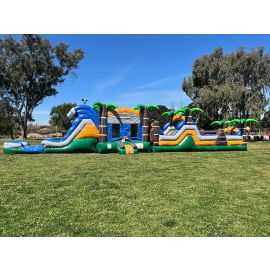 65 ft tropical obstacle combo water slide (sku W543)