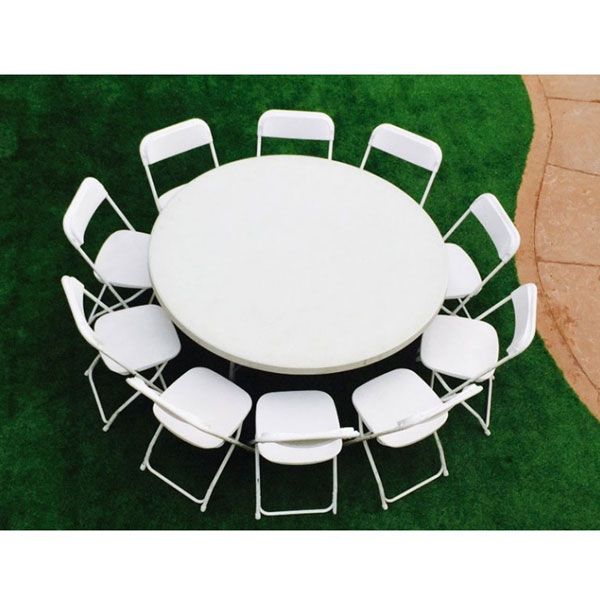 White Round Party Table With 10 Chairs, Round Table Party Packages